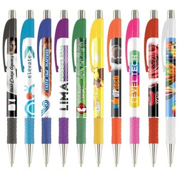 DIA balpen met gripzone in full colour all over bedrukt geel DIA balpen met gripzone in full colour all over bedrukt geel