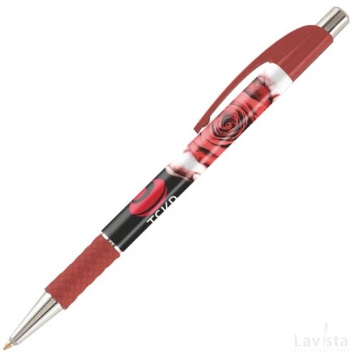 DIA balpen met gripzone in full colour all over bedrukt rood