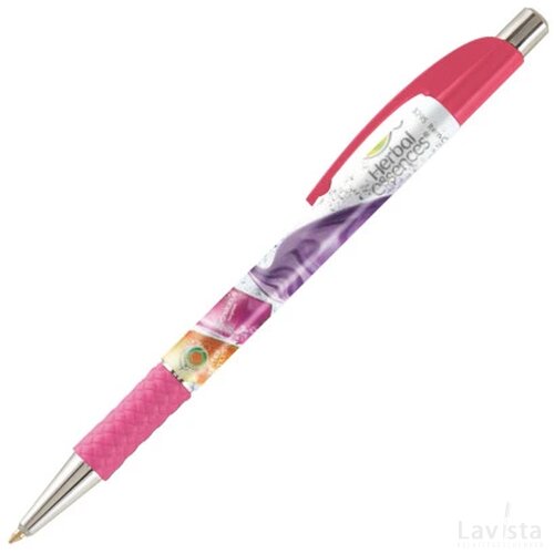 DIA balpen met gripzone in full colour all over bedrukt roze
