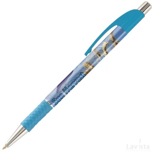 DIA balpen met gripzone in full colour all over bedrukt lichtblauw
