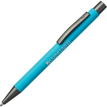 BARBADOS soft touch balpen met lasergravering cyaan