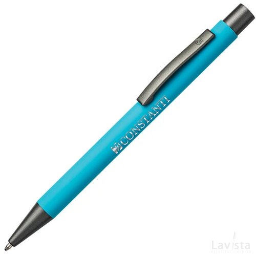 BARBADOS soft touch balpen met lasergravering cyaan