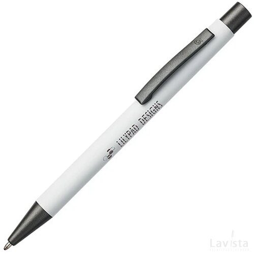 BARBADOS soft touch balpen met lasergravering wit