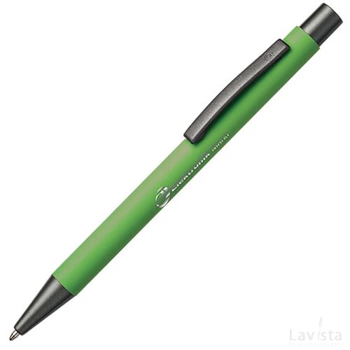 BARBADOS soft touch balpen met lasergravering lichtgroen