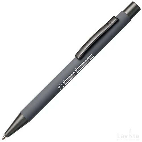BARBADOS soft touch balpen met lasergravering donkergrijs