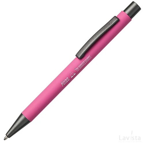 BARBADOS soft touch balpen met lasergravering roze