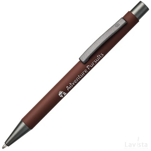 BARBADOS soft touch balpen met lasergravering bruin