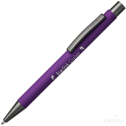 BARBADOS soft touch balpen met lasergravering donkerpaars