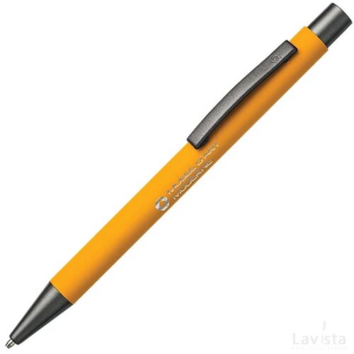 BARBADOS soft touch balpen met lasergravering geel