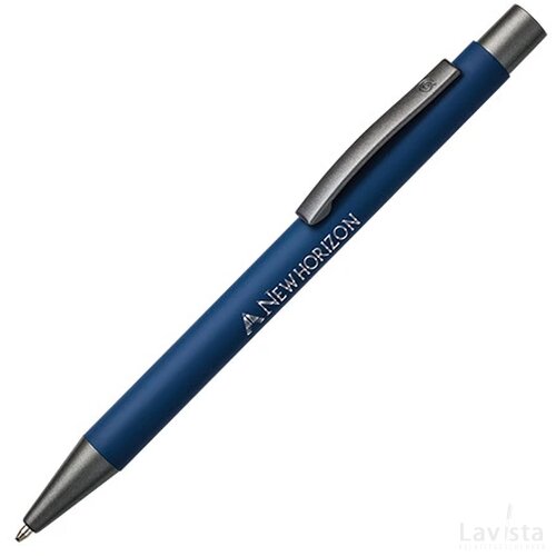 BARBADOS soft touch balpen met lasergravering donkerblauw