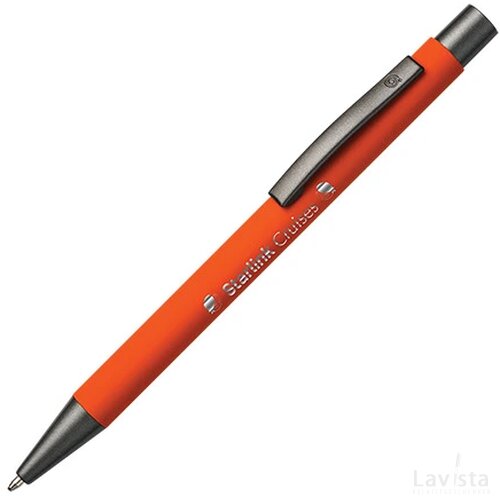 BARBADOS soft touch balpen met lasergravering oranje