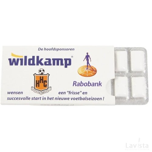 Kauwgum met Xylitol blister 12 stuks in kartonnen huls incl. full colour custom made