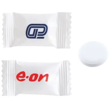 Flowpack met 1 Dextrose tablet 2 gr. Fruitmix 1-3 kleuren niet all over wit