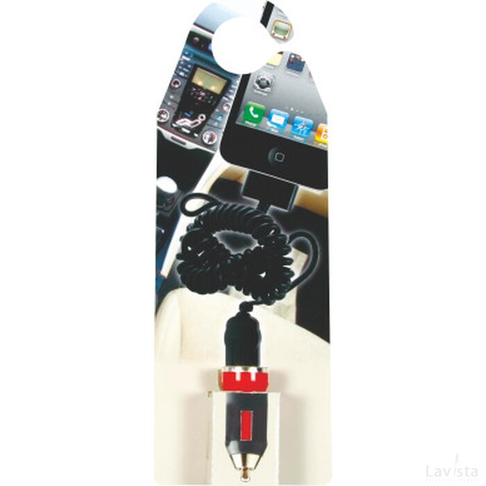 Hangkaart met car charger - oplaadstekker incl. full colour custom made