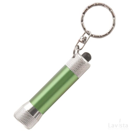 Zaklamp LED sleutelhanger met batterijen inclusief lasergravering lichtgroen