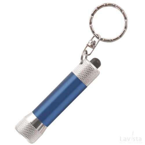 Zaklamp LED sleutelhanger met batterijen inclusief lasergravering donkerblauw