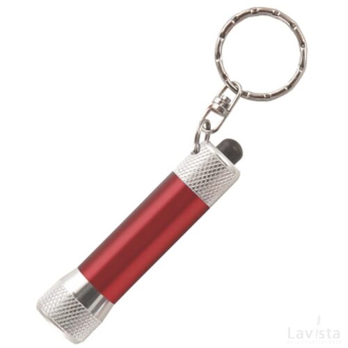 Zaklamp LED sleutelhanger met batterijen inclusief lasergravering rood