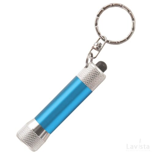 Zaklamp LED sleutelhanger met batterijen inclusief lasergravering lichtblauw