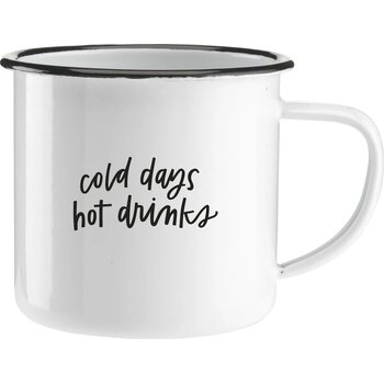 Retro Emaille Mug Mok Wit/Zwart