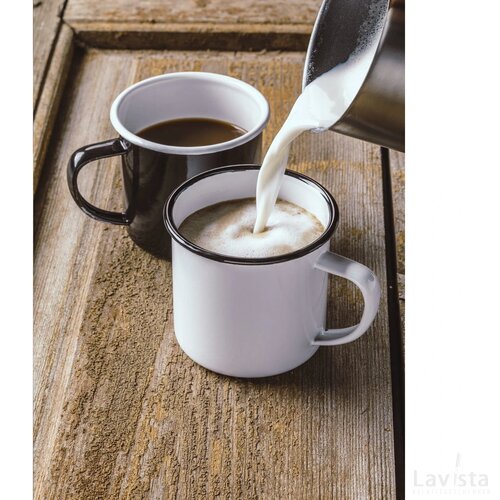 Retro Emaille Mug Mok Wit/Zwart