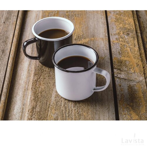 Retro Emaille Mug Mok Zwart/Wit