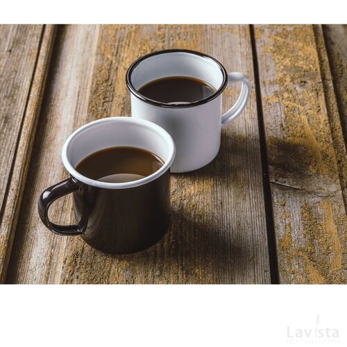 Retro Emaille Mug Mok Zwart/Wit