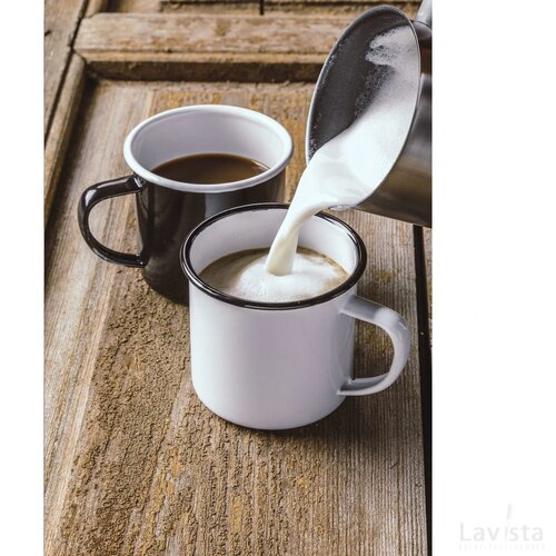 Retro Emaille Mug Mok Zwart/Wit
