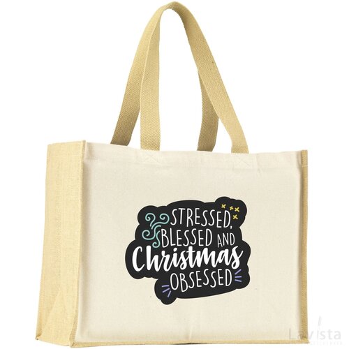 Jute Canvas Shopper Tas Naturel