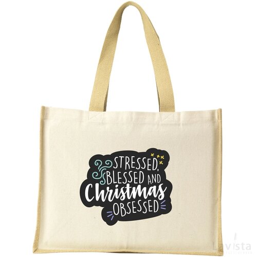Jute Canvas Shopper Tas Naturel