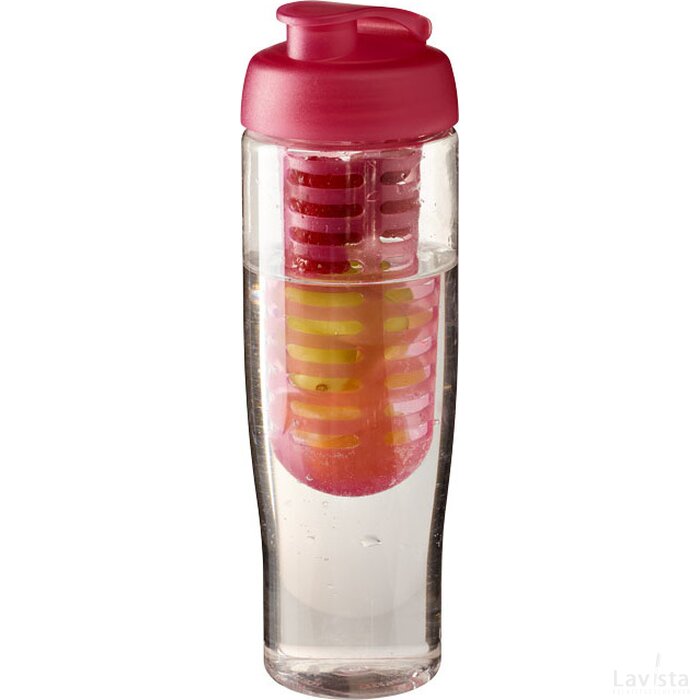 H2O Tempo® 700 ml sportfles en infuser met flipcapdeksel Transparant,Roze Transparant, Roze Transparant/Roze