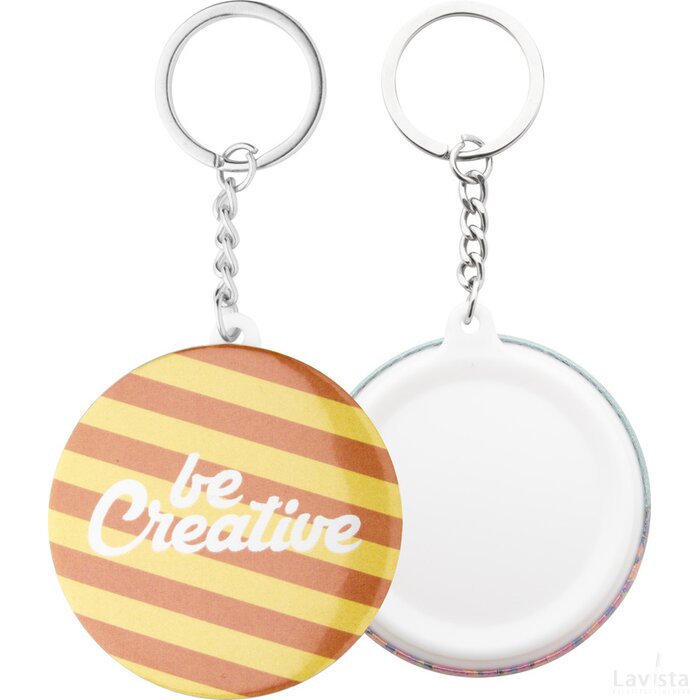 Keybadge Mini Button Sleutelhanger Met Pin Naturel