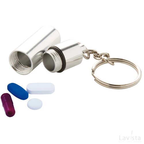 Alumpill Sleutelhanger Pillendoosje Zilver