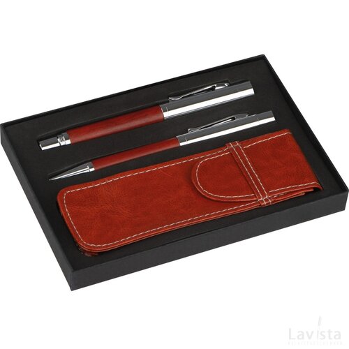 Mark Twain schrijfset met etui bruin