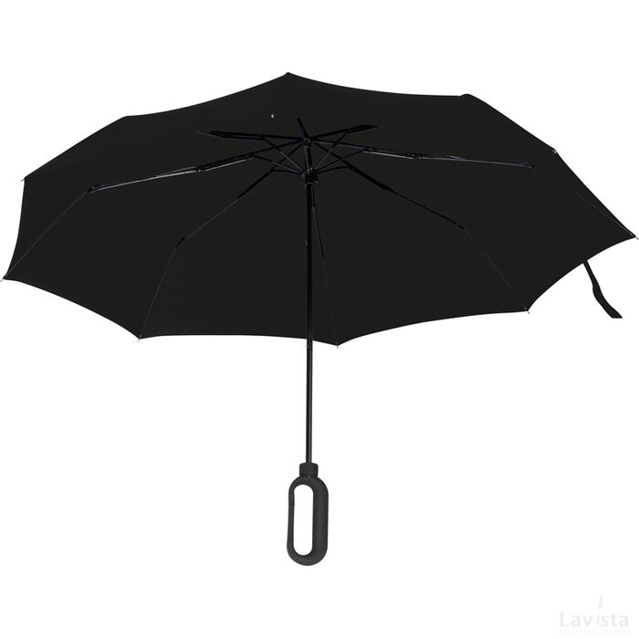 Automtische paraplu met greep als karabijnhaak zwart