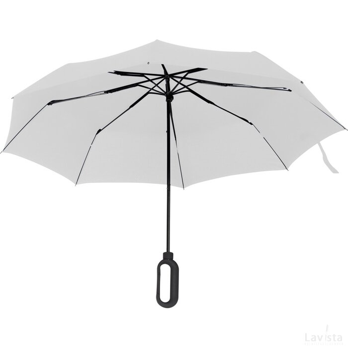 Automtische paraplu met greep als karabijnhaak wit