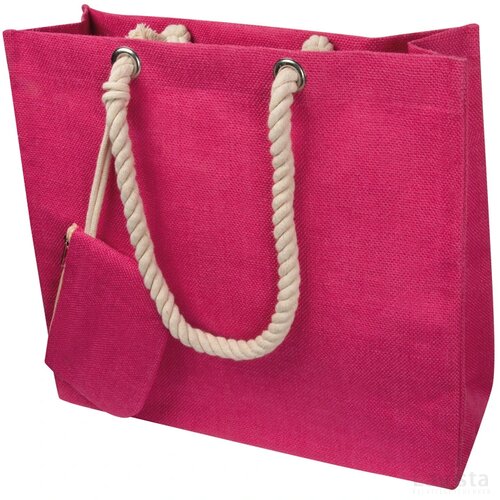 Jute tas met koord roze paars