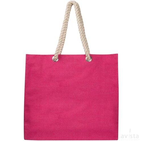 Jute tas met koord roze paars