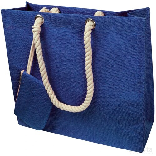 Jute tas met koord blauw