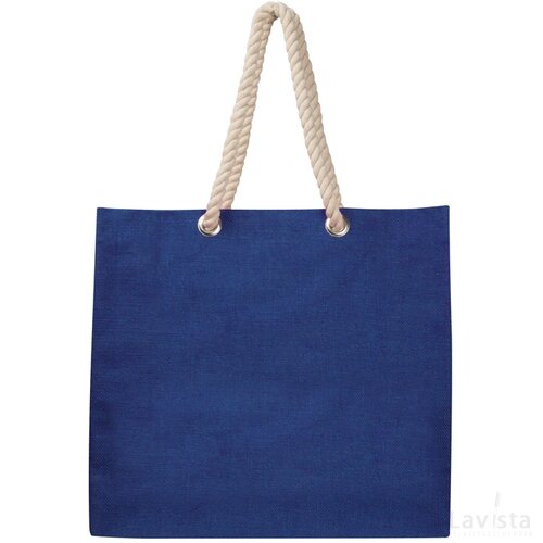 Jute tas met koord blauw