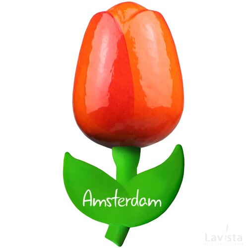 Tulip magnet 9 cm ( big ), orange red Amsterdam