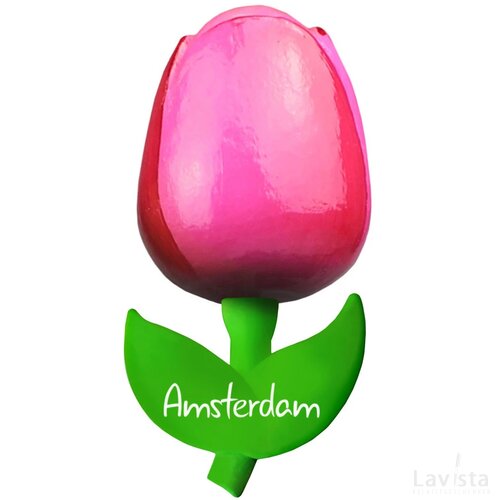 Tulip magnet 9 cm ( big ), pink red Amsterdam
