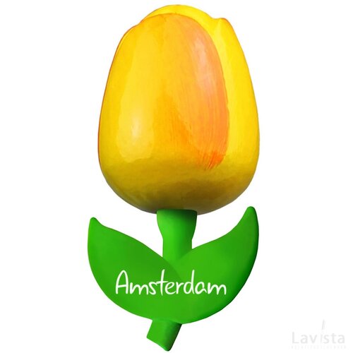 Tulip magnet 9 cm ( big ), yellow orange Amsterdam