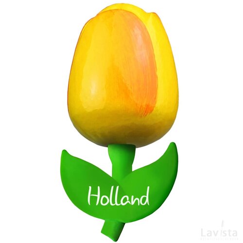 Tulip magnet 9 cm ( big ), yellow orange Holland