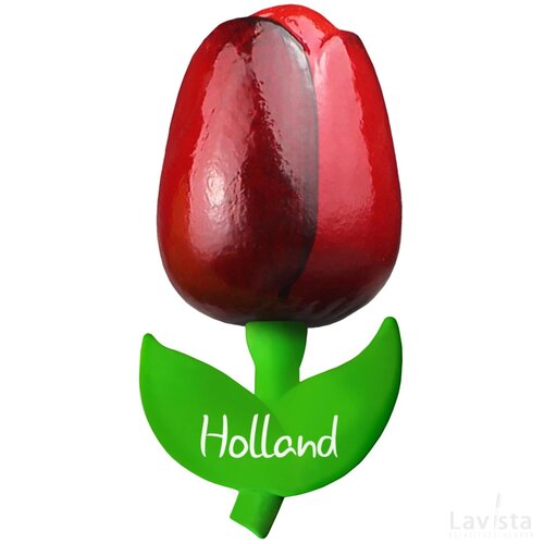 Tulip magnet 9 cm ( big ), red aubergine Holland