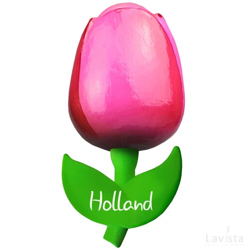 Tulip magnet 9 cm ( big ), pink red Holland