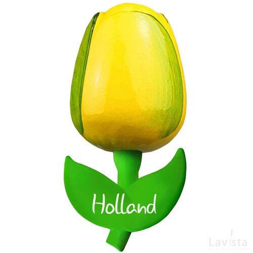 Tulip magnet 9 cm ( big ), yellow green Holland