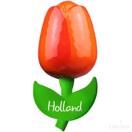 Tulip magnet 9 cm ( big ), orange red Holland