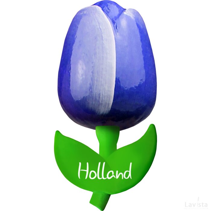 Tulip magnet 9 cm ( big ), blue white Holland
