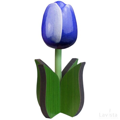 Tulip on leaf 14 cm, blue white