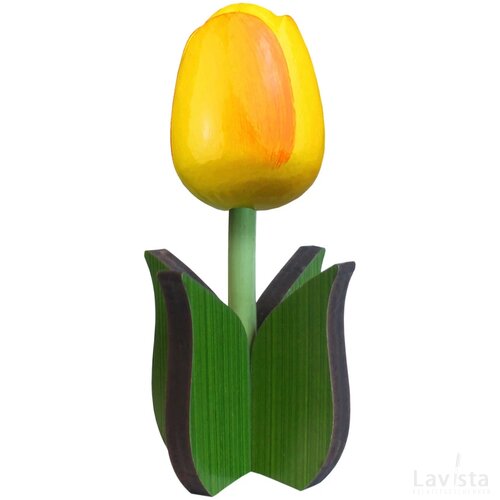 Tulip on leaf 14 cm, yellow orange